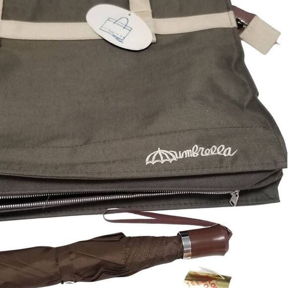 Vintage Green Umbrella Tote Bag Designed by Duebbert Rain Bag New with tags - Picture 2 of 9